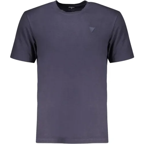 Blau Baumwoll T-Shirt , Herren, Größe: M - Guess - Modalova