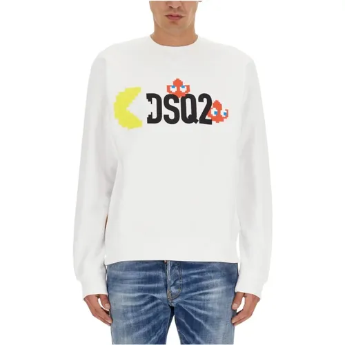 Pac-Man Sweatshirt with Logo Printing , male, Sizes: M, S - Dsquared2 - Modalova