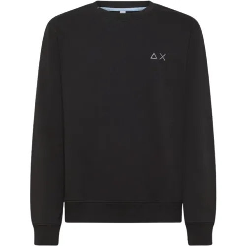 Baumwoll-Crewneck-Sweatshirt mit gesticktem Logo , Herren, Größe: 3XL - Sun68 - Modalova