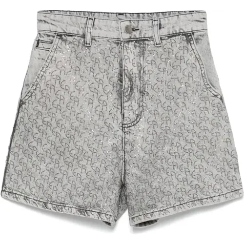 Graue Denim Monogramm Shorts , Damen, Größe: W25 - Emporio Armani - Modalova