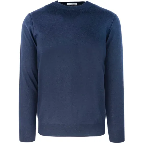 Blauer Rundhalsausschnitt-Pullover Regular Fit , Herren, Größe: M - Paolo Pecora - Modalova