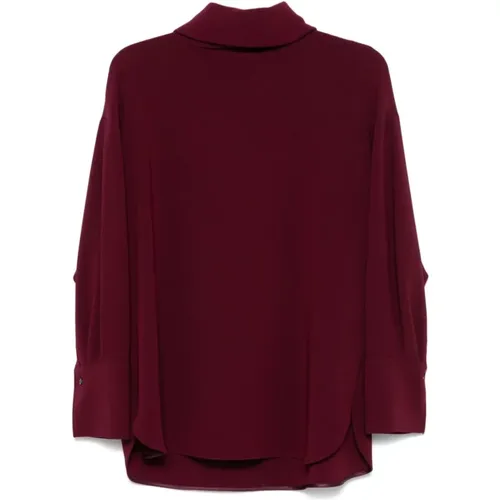 Bordeauxrotes Cowl Neck Top , Damen, Größe: M - Alberto Biani - Modalova