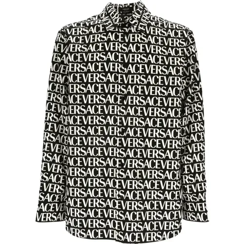 Cotton Logo Shirt , male, Sizes: M - Versace - Modalova