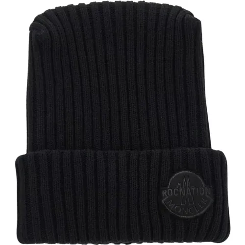 Wool Beanie with ROC Nation Style , male, Sizes: ONE SIZE - Moncler - Modalova