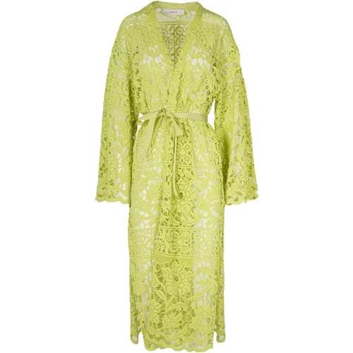 Long lace coat with open front , female, Sizes: S - Jucca - Modalova