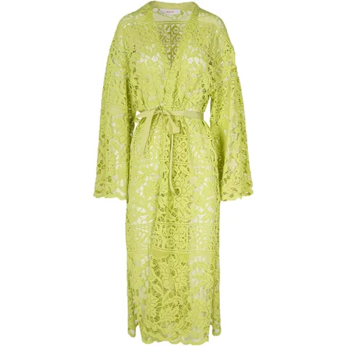 Long lace coat with open front , female, Sizes: XS, S - Jucca - Modalova