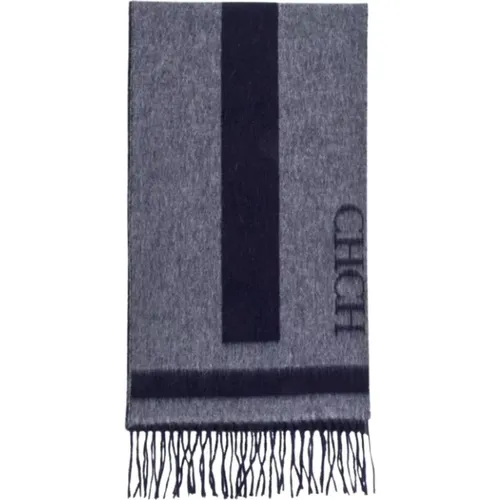 Marine and Grey Striped Wool Scarf , unisex, Sizes: ONE SIZE - Carolina Herrera - Modalova