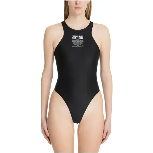 Patterned Logo Bodysuit with Hook-and-Eye Closure , female, Sizes: S, 2XS - Versace Jeans Couture - Modalova