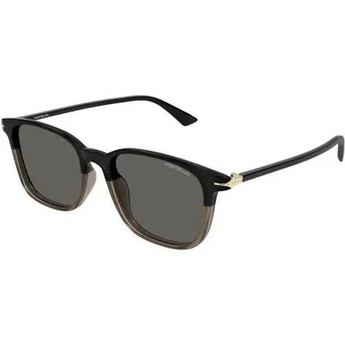 Stilvolle schwarze Sonnenbrille mit grauen Gläsern - Montblanc - Modalova