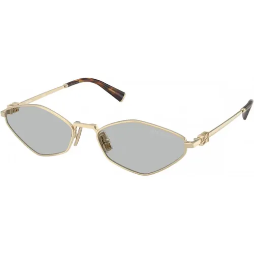 Unregelmäßige Metallsonnenbrille mit hellgrauen Gläsern , unisex, Größe: 56 MM - Miu Miu - Modalova