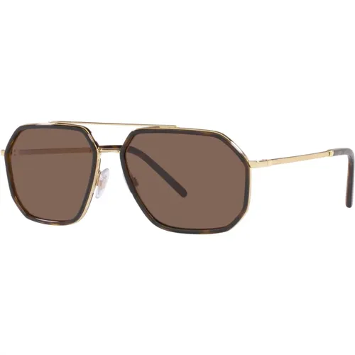 Gold Havana Sunglasses , male, Sizes: 60 MM - Dolce & Gabbana - Modalova