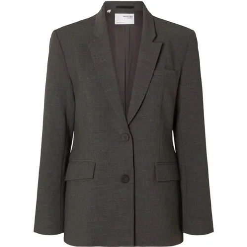 Klassischer Blazer in Dunkelgrau Melange , Damen, Größe: M - Selected Femme - Modalova