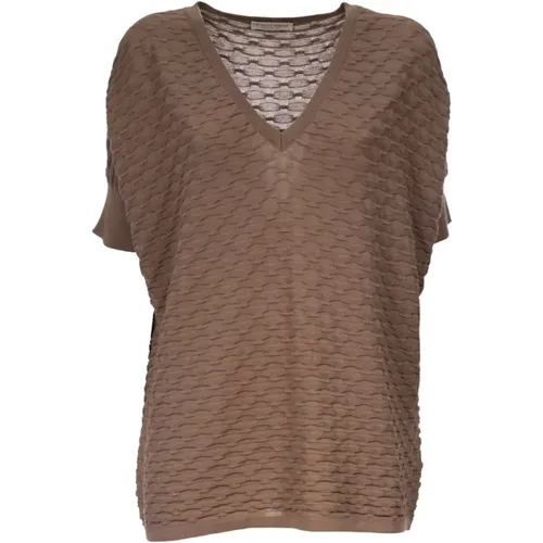 Cotton Short Sleeve T-Shirt , female, Sizes: L, XL - Le Tricot Perugia - Modalova