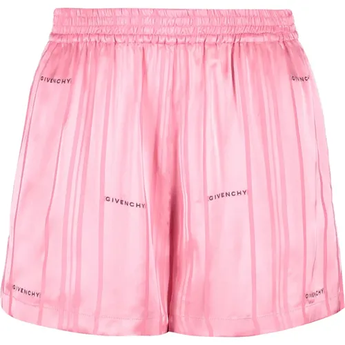 Gestreifte Logo Print Seiden Shorts , Damen, Größe: 2XS - Givenchy - Modalova