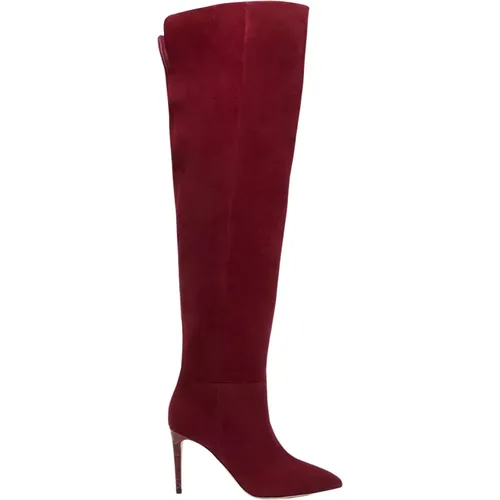 Burgund Wildleder Stiletto Stiefel - Paris Texas - Modalova