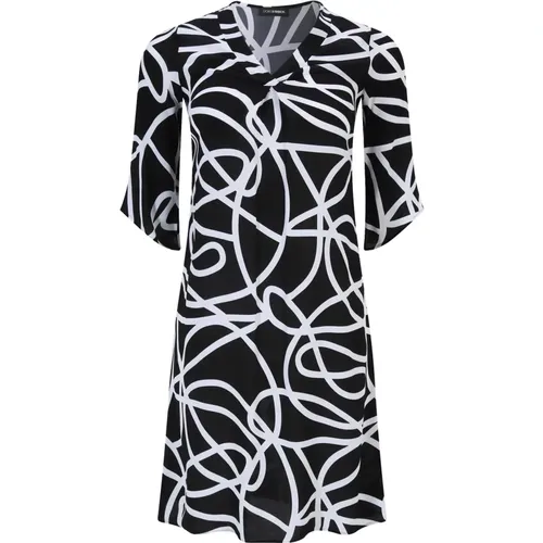 Fließendes Viskosekleid mit Grafik-Print , Damen, Größe: 2XL - Doris S - Modalova