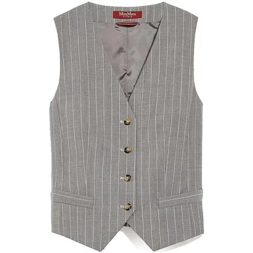Grey Wool Gilet, Single-Breasted, Button Closure , female, Sizes: M - Max Mara - Modalova