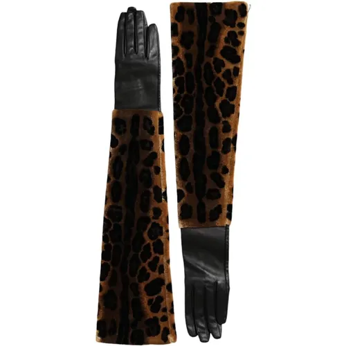 Leopardenmuster Ellenbogenlange Handschuhe - Dolce & Gabbana - Modalova