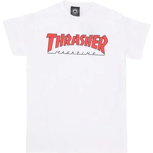 Rot/Weiß Tee Kurzarm Crew Neck , unisex, Größe: L - Thrasher - Modalova