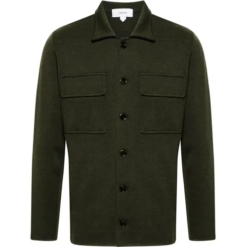 Virgin Wool Shirt Jacket Button Closure , male, Sizes: L, XL - Lardini - Modalova