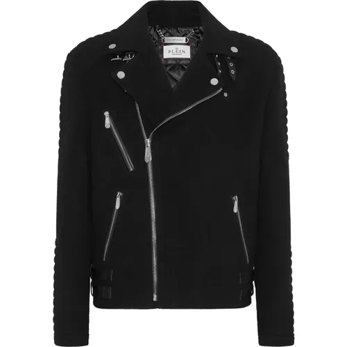 Schwarze Biker Mäntel - Philipp Plein - Modalova