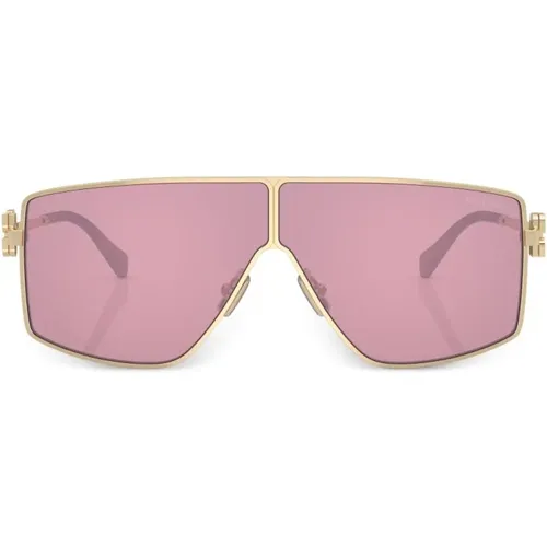 Gold Sunglasses with Original Case , female, Sizes: 69 MM - Miu Miu - Modalova