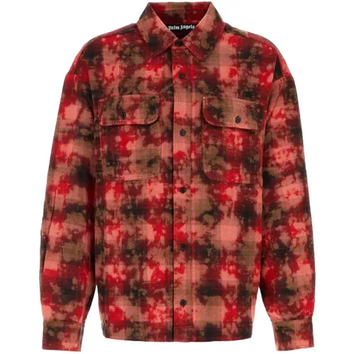 Embroidered Oversize Flannel Shirt , male, Sizes: S, M, L - Palm Angels - Modalova