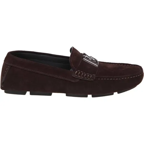 Ebony Suede Loafer Shoes , male, Sizes: 6 UK, 8 1/2 UK, 7 UK - Dolce & Gabbana - Modalova