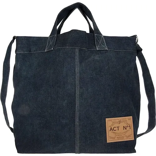 Denim Shoulder Bag with Logo , female, Sizes: ONE SIZE - ACT N°1 - Modalova
