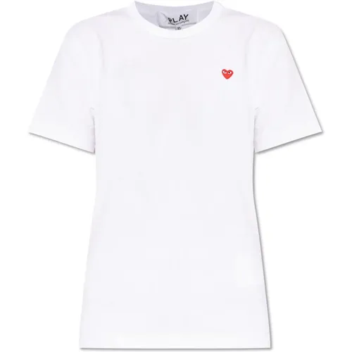 T-Shirt mit Logo-Patch , Damen, Größe: XS - Comme des Garçons Play - Modalova