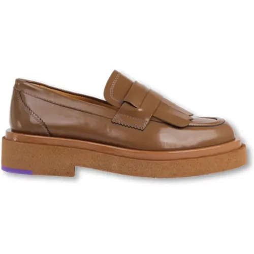 Lederloafer mit lila Sohlendetail , Damen, Größe: 40 EU - Pertini - Modalova