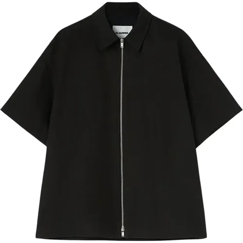 Short Sleeve Shirt with Zip , male, Sizes: L - Jil Sander - Modalova