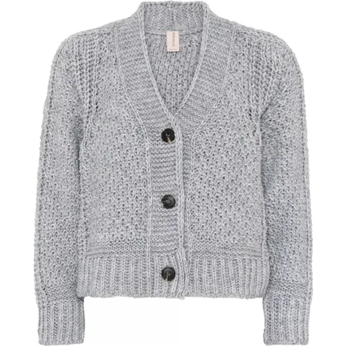 Structured Casual Cardigan Stone Grey , female, Sizes: XL, L - Skovhuus - Modalova