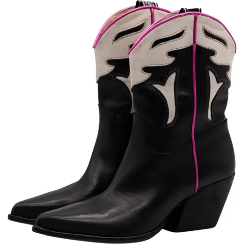 Cowboy Boots Wash Var. Nero/ Fuxia , Damen, Größe: 40 EU - Strategia - Modalova