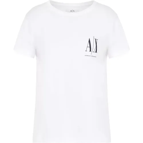 Damen T-Shirt Kollektion 100% Baumwolle , Damen, Größe: XL - Armani Exchange - Modalova