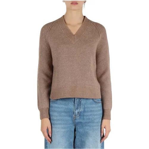 V-Ausschnitt Wollmischstrickpullover , Damen, Größe: XS - Replay - Modalova