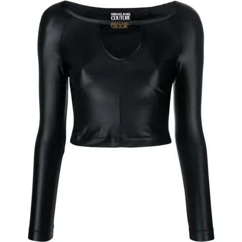 Schwarzes Damenoberteil Ss24 , Damen, Größe: M - Versace Jeans Couture - Modalova