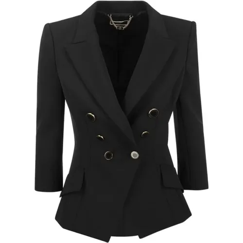 Crepe jacket with enamel buttons , female, Sizes: 2XL, M, L, S - Elisabetta Franchi - Modalova