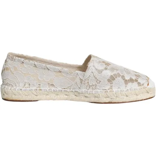 Weiße Spitzen-Espadrilles mit Gummisohle - Dolce & Gabbana - Modalova