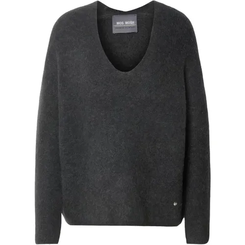 Weicher V-Ausschnitt Strickpullover Phantom , Damen, Größe: XS - MOS MOSH - Modalova