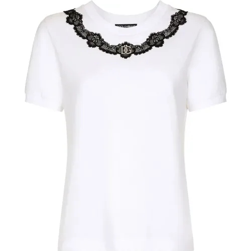 T-Shirt mit Spitze Dolce & Gabbana - Dolce & Gabbana - Modalova