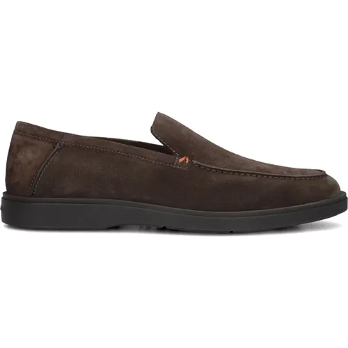 Braune Wildleder Slip-On Schuhe , Herren, Größe: 41 1/2 EU - Santoni - Modalova