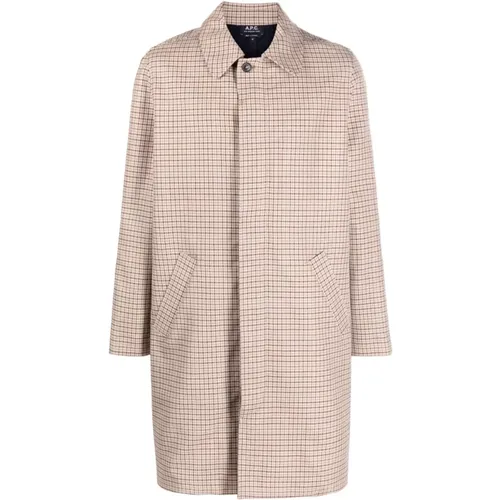 Checkered Single-Breasted Coat , male, Sizes: M - A.p.c. - Modalova
