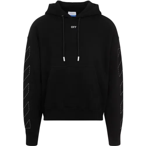 Schwarz Weiß Stitch Arr Skate Hoodie , Herren, Größe: M - Off White - Modalova