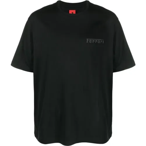 Schwarzes Logo-Print T-Shirt , Herren, Größe: S - Ferrari - Modalova