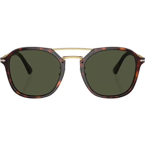 Quadratische Havana Sonnenbrille mit Grünen Gläsern - Persol - Modalova