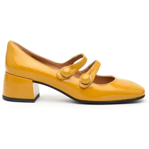 Mustard Patent Decolté Heels , female, Sizes: 6 UK - Roberto Festa - Modalova
