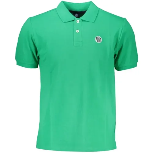 Grünes Baumwoll-Poloshirt mit Kurzen Ärmeln , Herren, Größe: M - North Sails - Modalova
