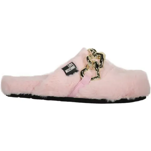 Faux Fur Slip-On Mules - Love Moschino - Modalova