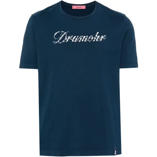 Blau Bedrucktes T-Shirt,BIANCO Print T-Shirt für Männer - Drumohr - Modalova